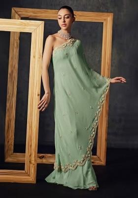 Sage Green Crepe Handwork Fusion Set