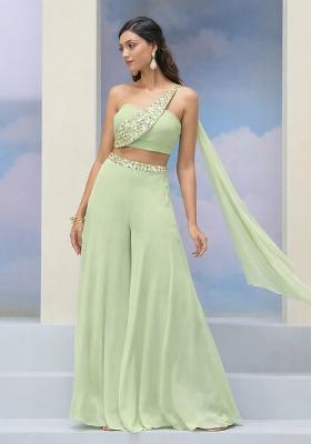 Pista Green Crepe Handwork Fusion Set