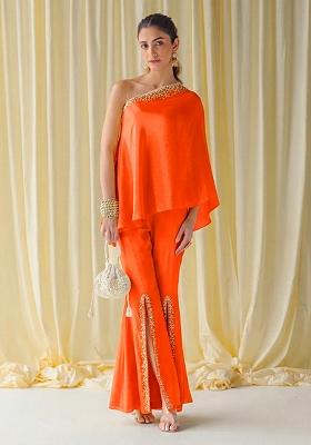 Orange Crepe Handwork Fusion Set