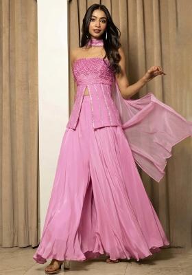 Pink Crepe Handwork Fusion Set