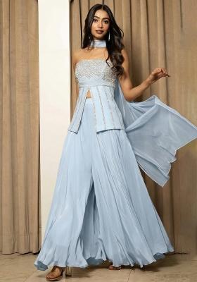 Light Blue Crepe Handwork Fusion Set