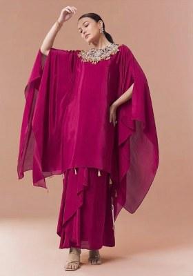 Rani Pink Crepe Handwork Fusion Set