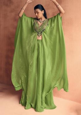 Green Silk Handwork Fusion Set