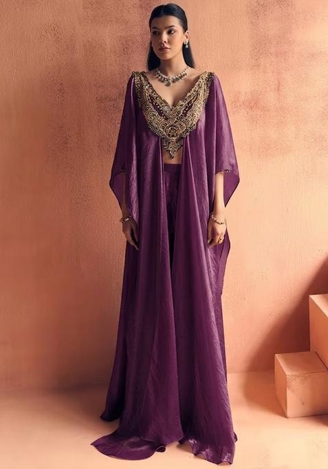 Wine Silk Handwork Fusion Set