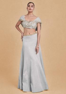Grey Crepe Handwork Lehenga Set