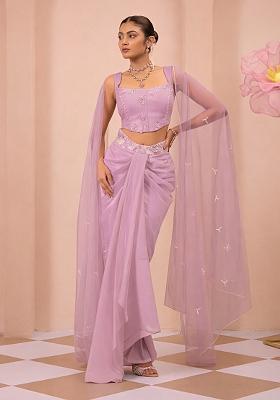 Mist Pink Satin Handwork Fusion Set