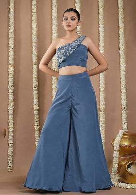 Midnight Blue Crepe Handwork Fusion Set
