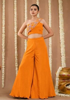Orange Crepe Handwork Fusion Set