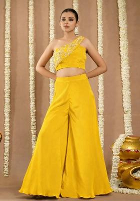 Yellow Crepe Handwork Fusion Set