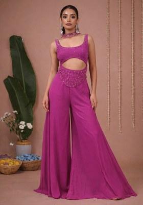 Fuchsia Pink Handwork Goergette Fusion Set