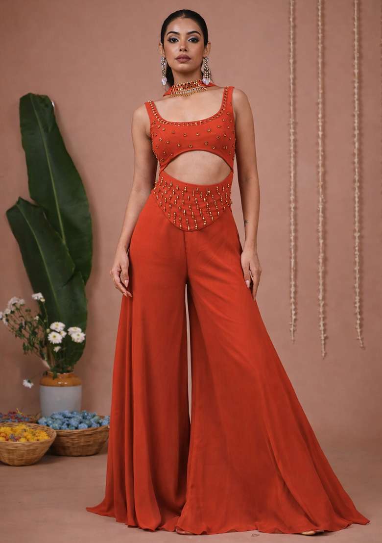 Rust Handwork Goergette Fusion Set - Indya