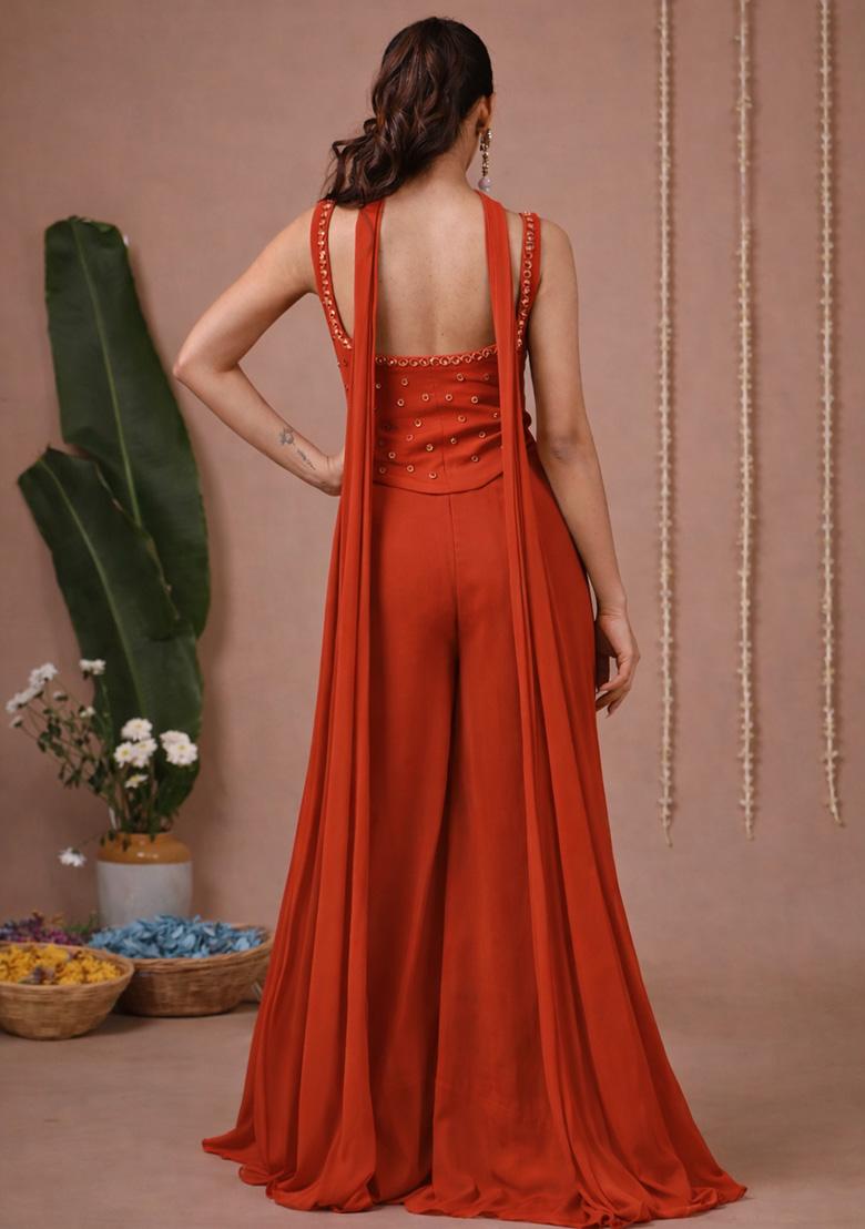 Rust Handwork Goergette Fusion Set - Indya