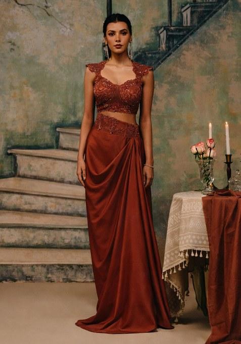 Rust Handwork Satin Fusion Set