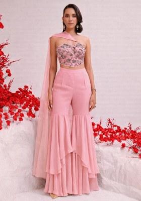 Baby Pink Handwork Goergette Fusion Set