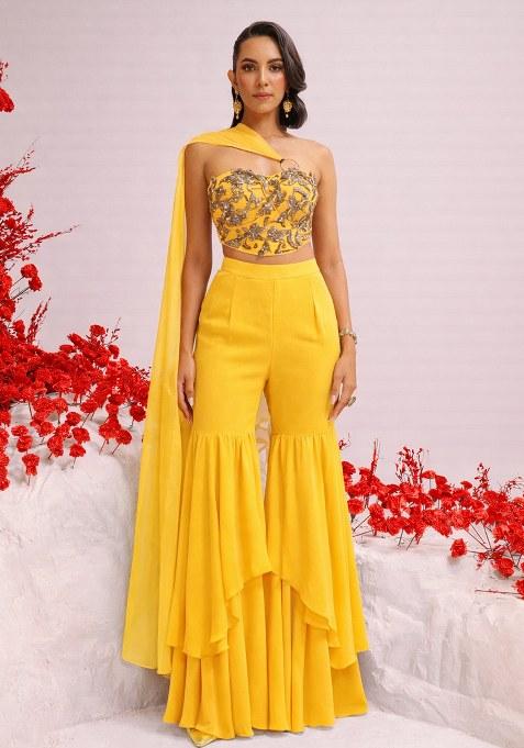 Yellow Handwork Goergette Fusion Set