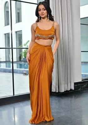 Orange Handwork Satin Fusion Set