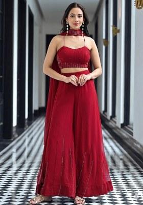 Red Handwork Goergette Fusion Set