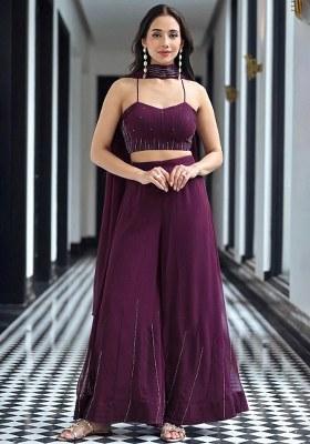 Deep Purple Handwork Goergette Fusion Set