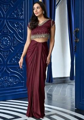 Wine Handwork Satin Fusion Set