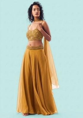 Mustard Handwork Organza Fusion Set