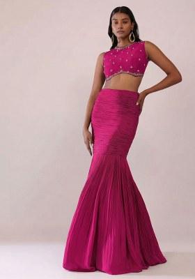 Pink Handwork Crepe Fusion Set