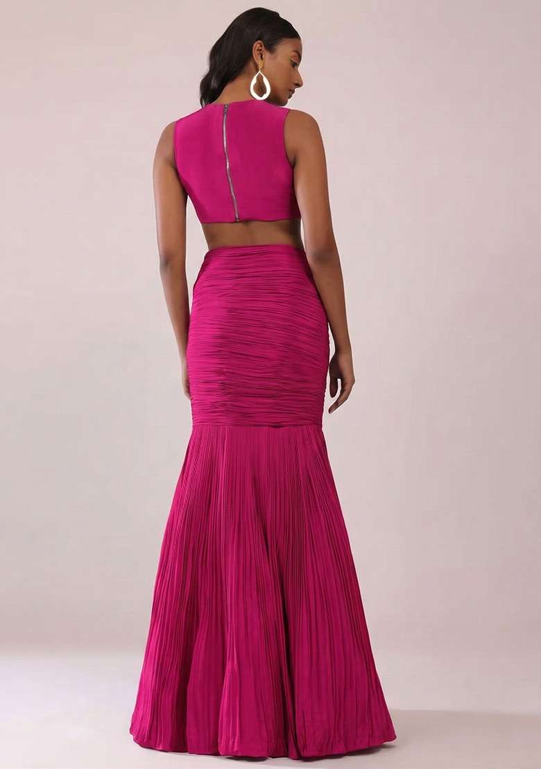 Pink Handwork Crepe Fusion Set - Indya