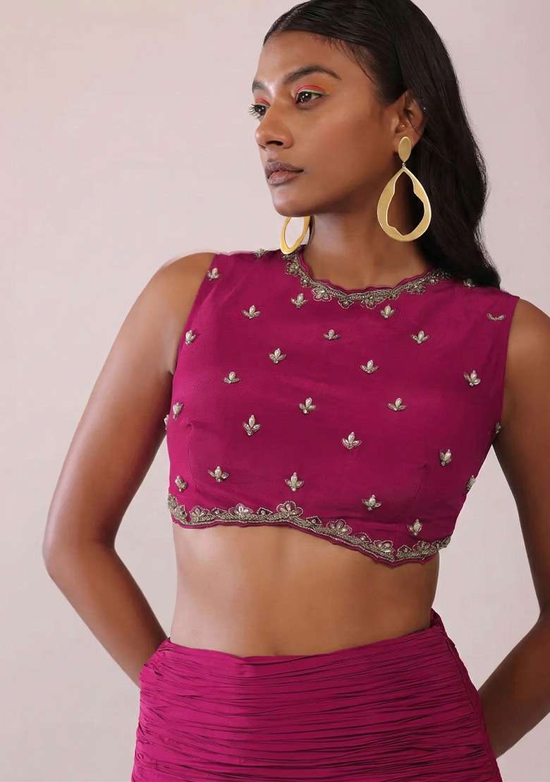 Pink Handwork Crepe Fusion Set - Indya