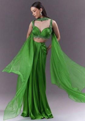 Green Handwork Satin Fusion Set