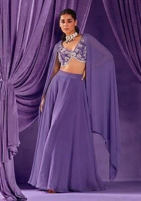 Purple Handwork Goergette Lehenga Set