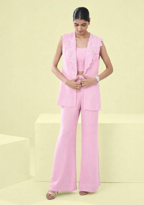 Light Pink Handwork Crepe Fusion Set