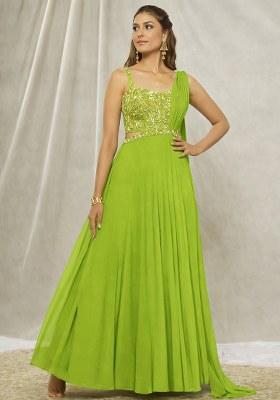 Light Green Hand Work Georgette Lehenga Set
