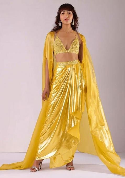 Metallic Gold Hand Work Chinon Fusion Set