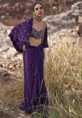 Purple Hand Work Chinon Fusion Set
