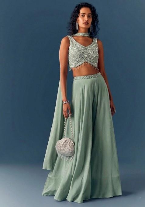 Sage Green Hand Work Chinon Fusion Set