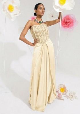 Cream Hand Work Chinon Fusion Set