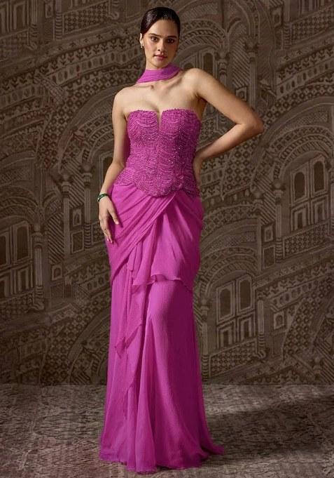 Pink Hand Work Chinon Fusion Set