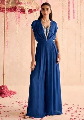 Royal Blue Hand Work Chinon Fusion Set