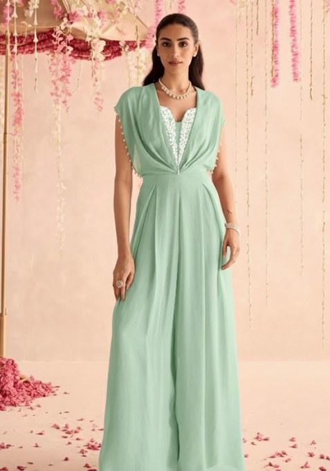 Sage Green Hand Work Chinon Fusion Set