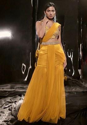 Dark Grey Hand Work Sequin Satin Fusion Set