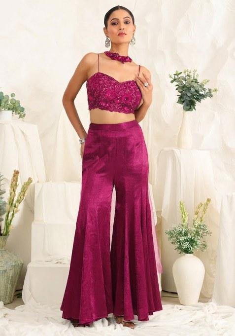 Soft Pink Hand Work Sequin Satin Fusion Set