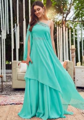 Light Green Hand Work Embellished Chinon Fusion Set