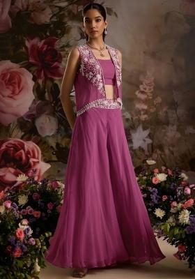 Soft Pink Hand Work Embellished Chinon Fusion Set