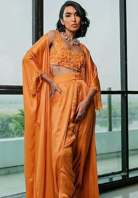 Peach Hand Work Embellished Fusion Set