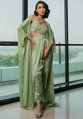 Light Green Hand Work Embellished Fusion Set
