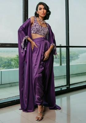 Purple Hand Work Embellished Fusion Set