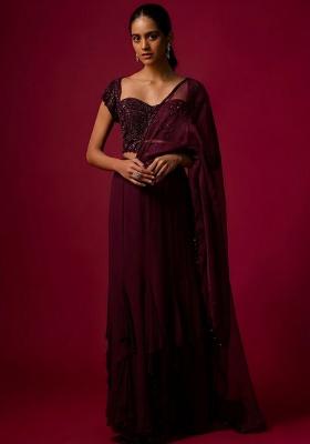 Mauve Hand Work Embellished Fusion Set