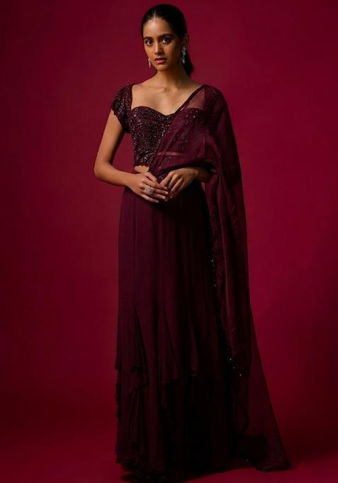 Mauve Hand Work Embellished Fusion Set