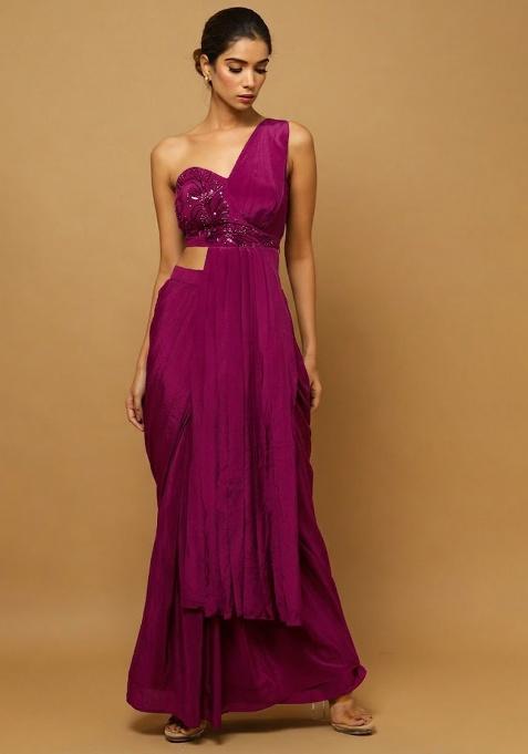 Hot Pink Hand Work Embellished Fusion Set