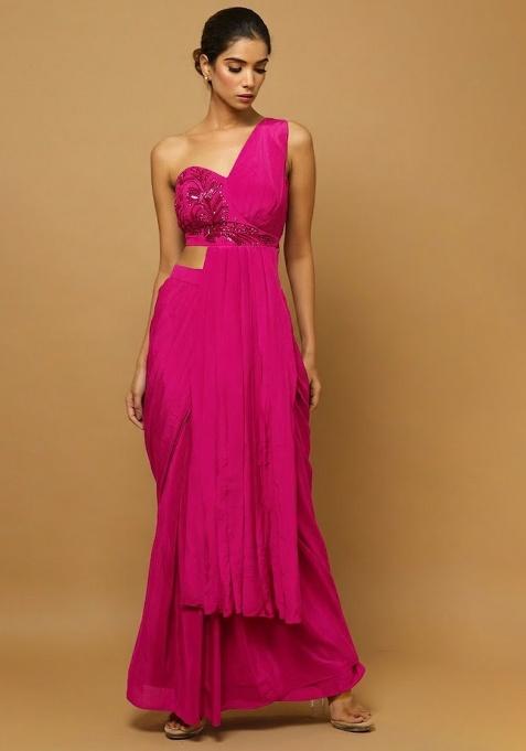 Pink Hand Work Embellished Fusion Set