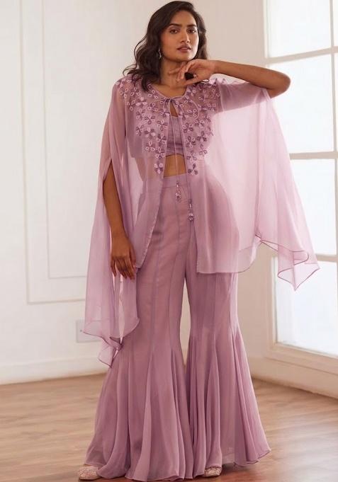Mauve Hand Work Embellished Fusion Set